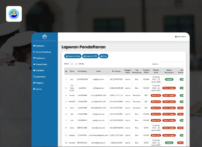 Seafarer Registration and Certification Management System - Codenesia