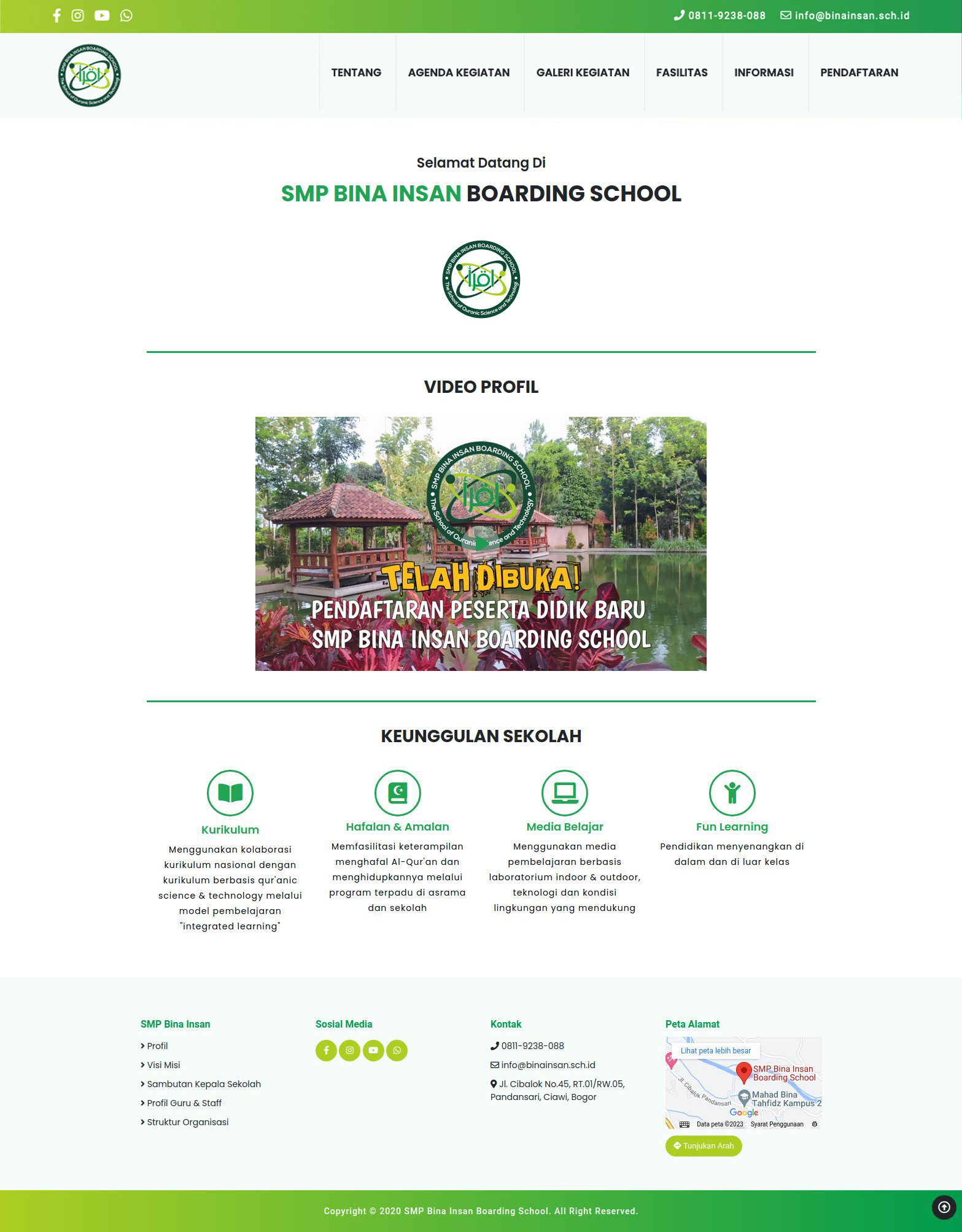 School Website - SMP Bina Insan Boarding School - About - Tentang - Codenesia - Code Smart Play Hard
