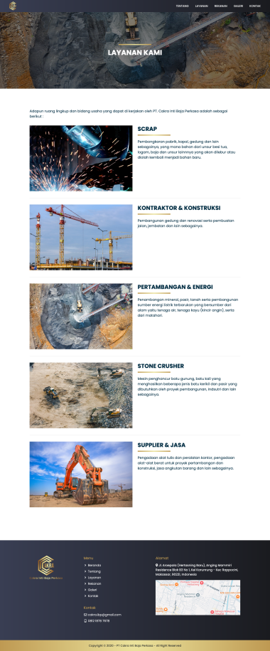 Website Profil Perusahaan - PT Cakra Inti Baja Perkasa - Service - Codenesia