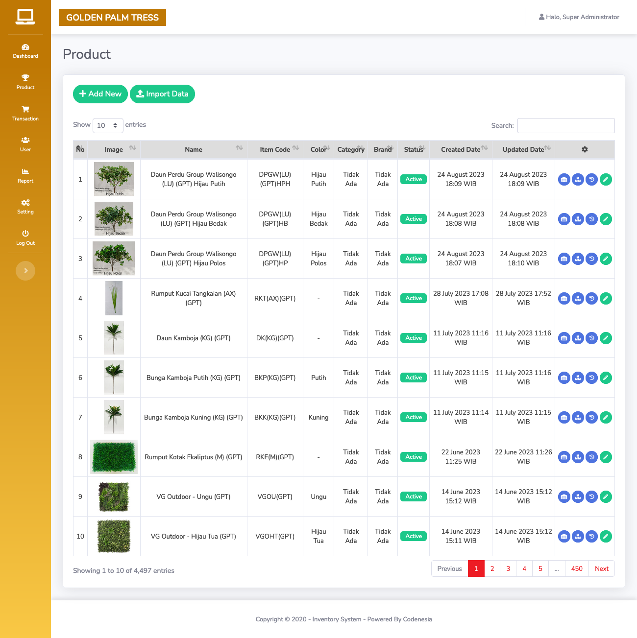 Inventory Management System - Golden Palm Trees - Product - Produk - Codenesia - Code Smart Play Hard