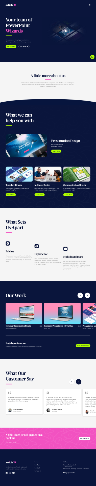 Website Profil Perusahaan - Article 36 - Home - Beranda - Codenesia