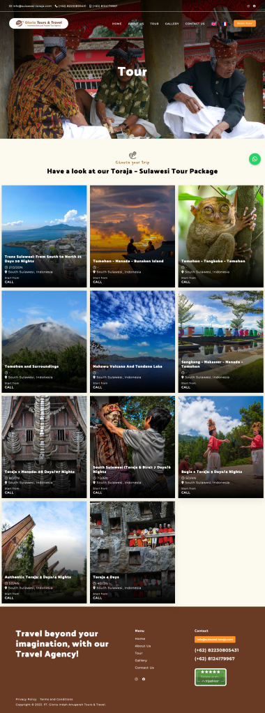 Website Profil Perusahaan - Gloria Tours and Travel - Tour - Tur - Codenesia