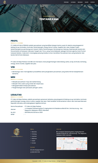 Website Profil Perusahaan - PT Cakra Inti Baja Perkasa - About - Codenesia