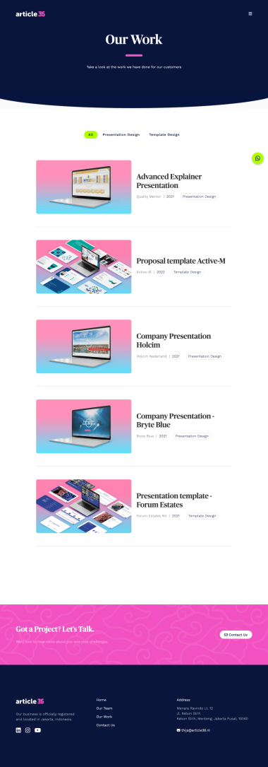 Website Profil Perusahaan - Article 36 - Our Work - Pekerjaan Kami - Codenesia