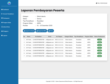 Sistem Manajemen Pendaftaran dan Sertifikasi Pelaut - Bina Sena Maritime Training Center - Reporting - Laporan - Codenesia