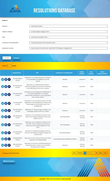 Resolution Database - ASEAN Inter-Parliamentary Assembly (AIPA) - ASEAN Inter-Parliamentary Assembly (AIPA) - Codenesia Resolution Database - ASEAN Inter-Parliamentary Assembly (AIPA) - ASEAN Inter-Parliamentary Assembly (AIPA) - Codenesia