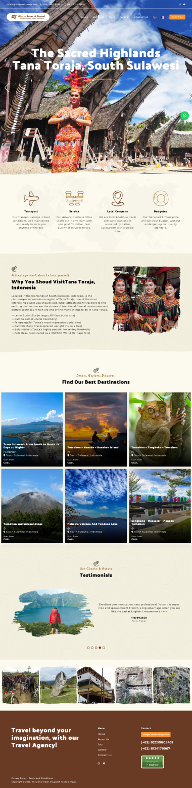 Website Profil Perusahaan - Gloria Tours and Travel - Home - Beranda - Codenesia