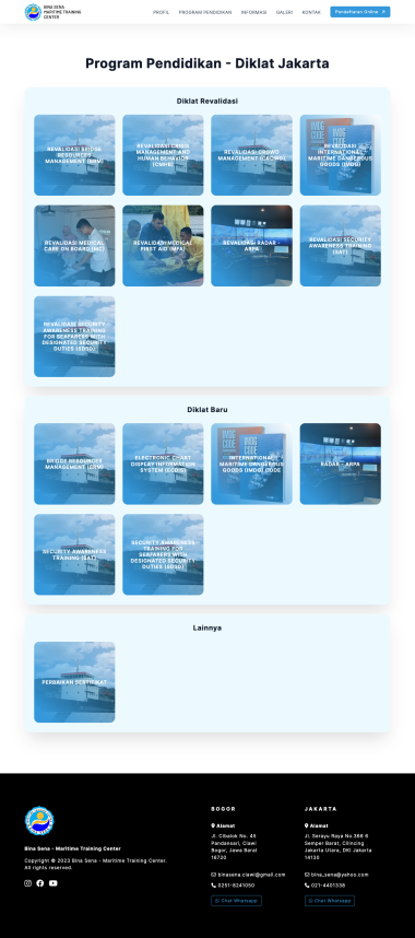Website Profil Perusahaan - Bina Sena Maritime Training Center - Diklat - Codenesia