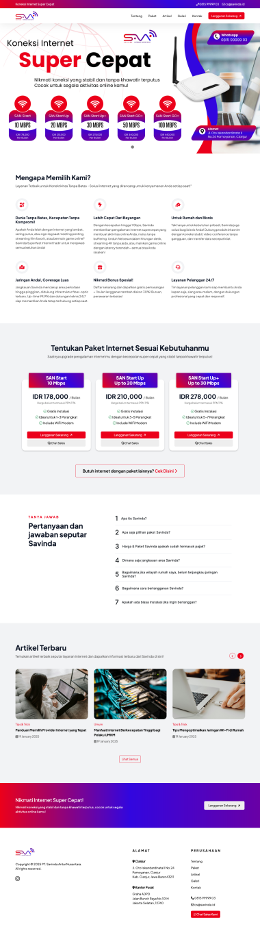 Website Profil Perusahaan - Savinda Antar Nusantara - Home - Codenesia