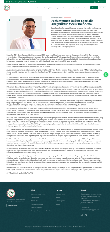 Website Organisasi - Perhimpunan Dokter Spesialis Akupunktur Medik Indonesia Organization (PDAI) - Chairman's Speech - Sambutan Ketua - Codenesia