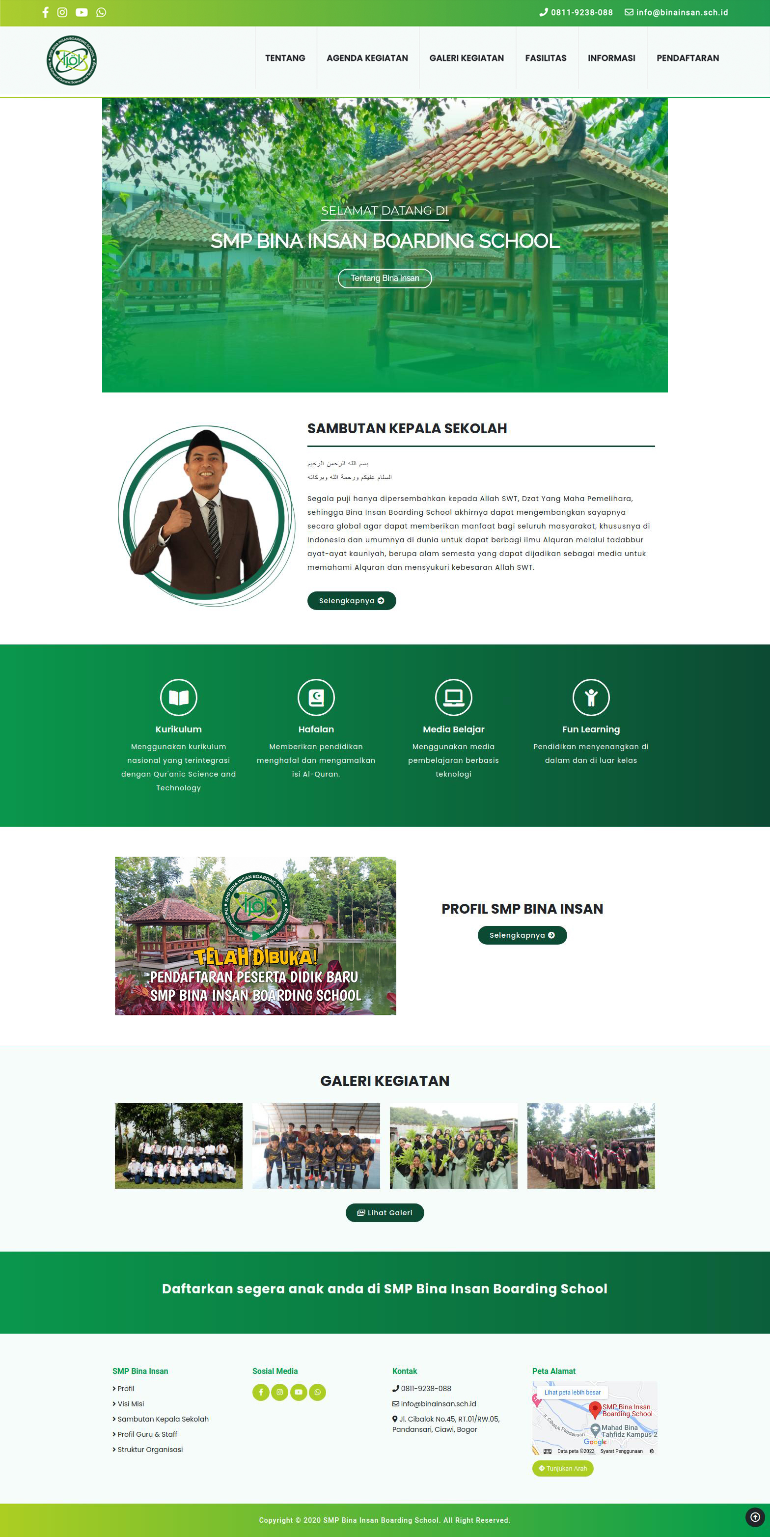 Website Sekolah - SMP Bina Insan Boarding School - Home - Beranda - Codenesia - Code Smart Play Hard