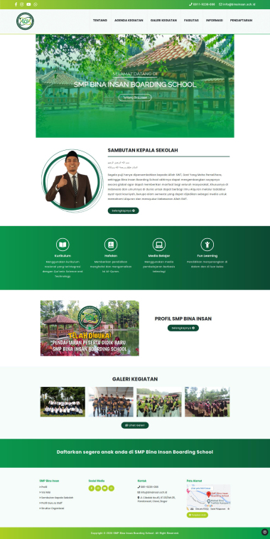 Website Sekolah - SMP Bina Insan Boarding School - Home - Beranda - Codenesia