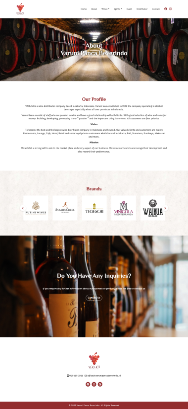 Website Profil Perusahaan - Varuni Panca Beverindo - About - Tentang - Codenesia