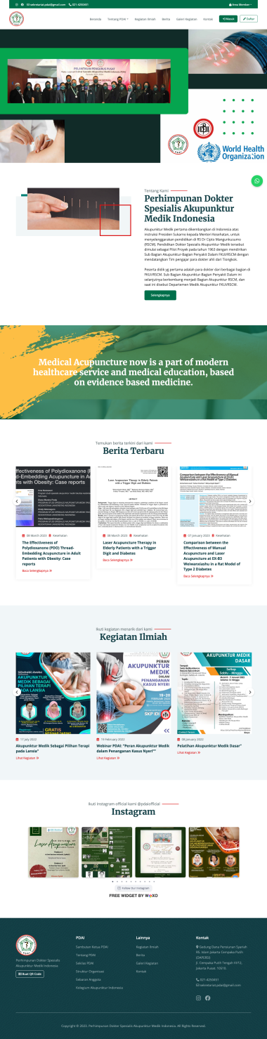 Website Organisasi - Perhimpunan Dokter Spesialis Akupunktur Medik Indonesia Organization (PDAI) - Home - Beranda - Codenesia