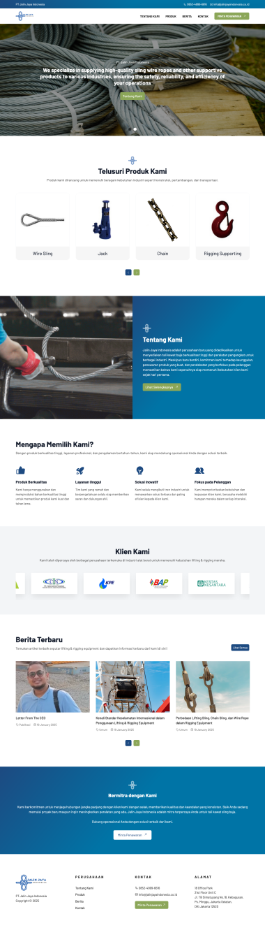 Website Profil Perusahaan - Jalin Jaya Indonesia - Home - Codenesia