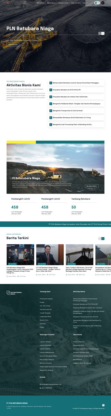 Website Profil Perusahaan - PLN Batubara Niaga - Home - Codenesia