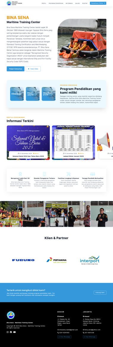 Website Profil Perusahaan - Bina Sena Maritime Training Center - Home - Codenesia